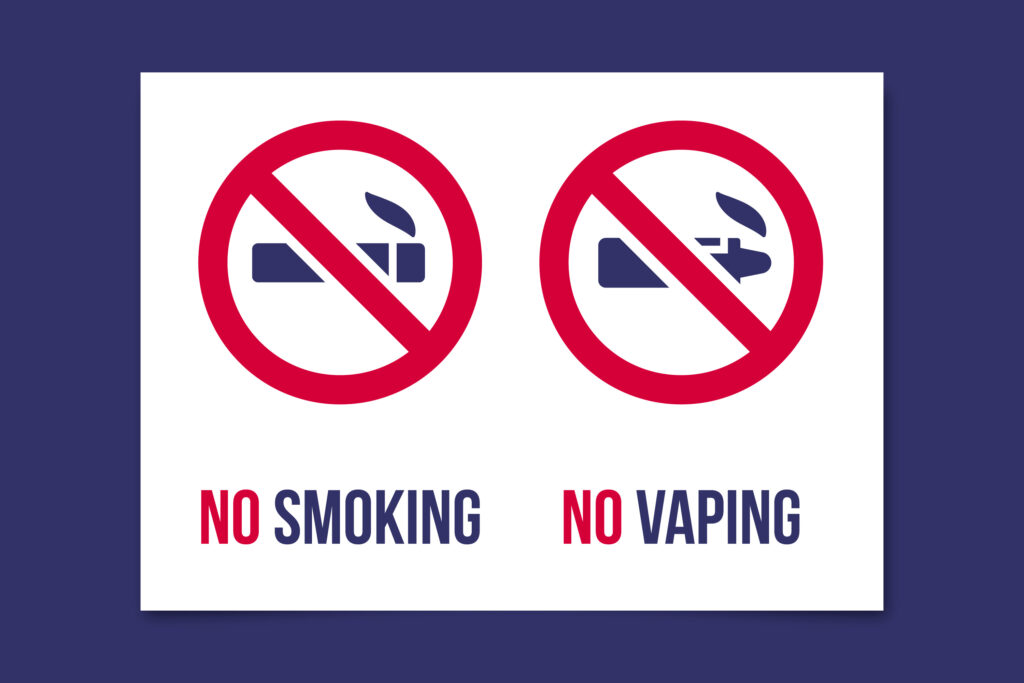 Cartel prohibido fumar y vapear